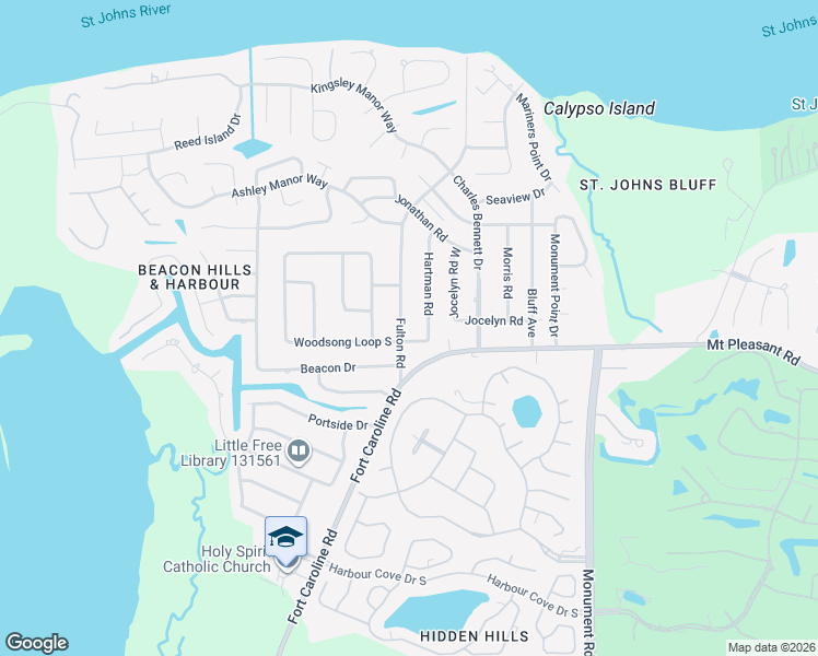 map of restaurants, bars, coffee shops, grocery stores, and more near 11612 Hartman Road South in Jacksonville