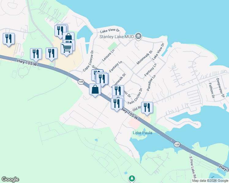 map of restaurants, bars, coffee shops, grocery stores, and more near 203 Lake View Drive in Montgomery