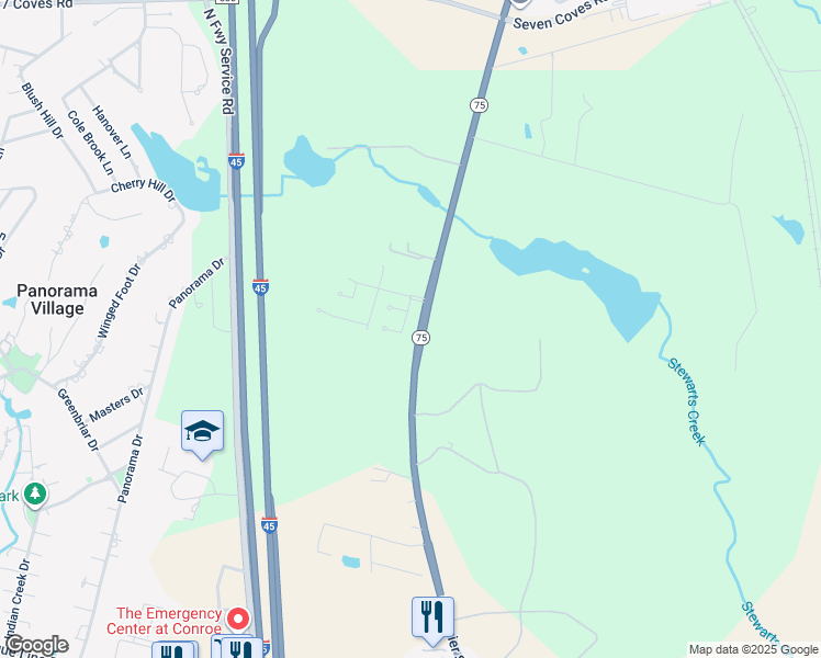 map of restaurants, bars, coffee shops, grocery stores, and more near 4904 Summer Rain Court in Conroe