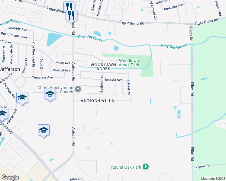 map of restaurants, bars, coffee shops, grocery stores, and more near 16438 Venetian Avenue in Baton Rouge