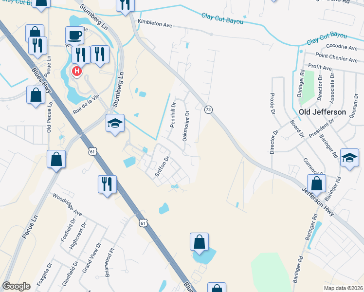 map of restaurants, bars, coffee shops, grocery stores, and more near 14123 Pinehurst Avenue in Baton Rouge
