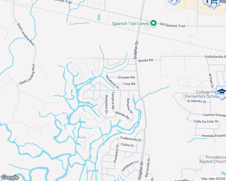 map of restaurants, bars, coffee shops, grocery stores, and more near 2713 Honduras Drive in Gautier