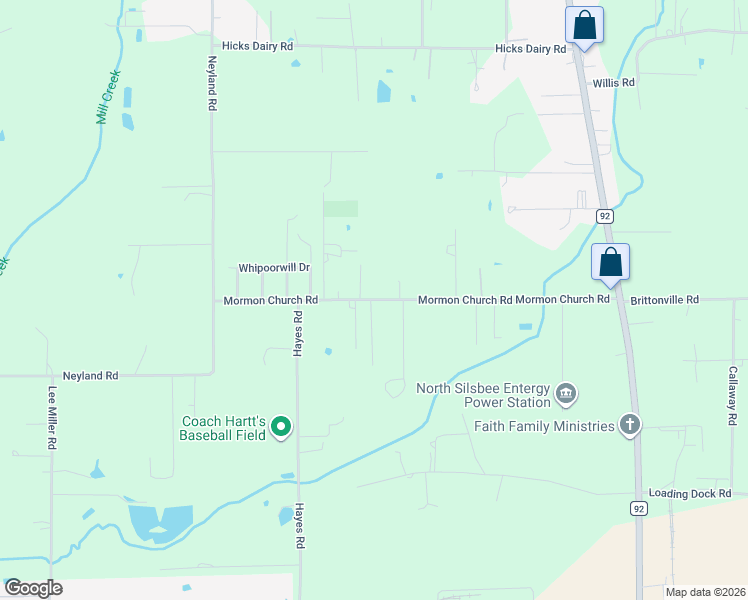 map of restaurants, bars, coffee shops, grocery stores, and more near 7712 Mormon Church Road in Silsbee
