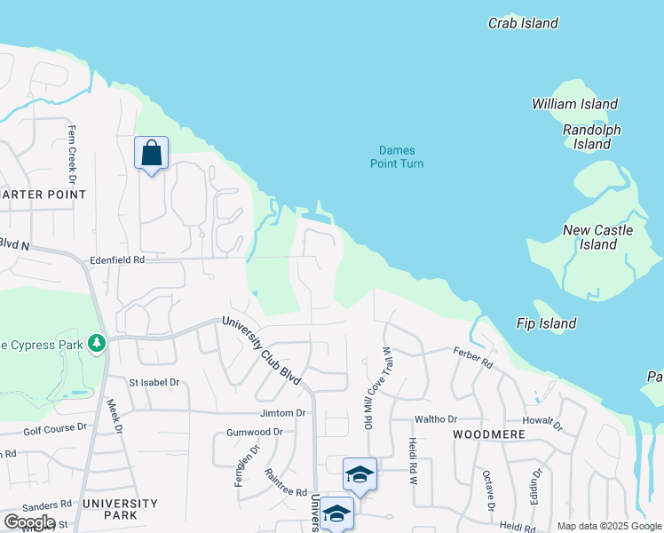 map of restaurants, bars, coffee shops, grocery stores, and more near 4380 Boat Club Drive in Jacksonville
