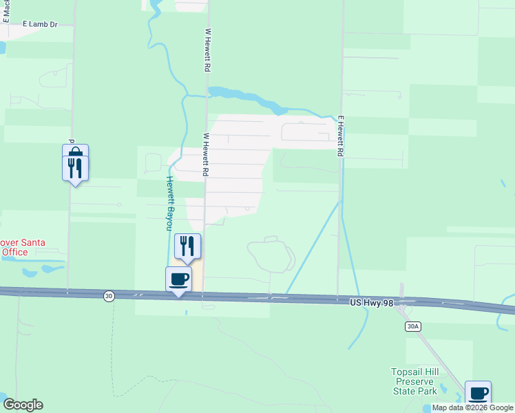 map of restaurants, bars, coffee shops, grocery stores, and more near 200 Sierra Court in Santa Rosa Beach