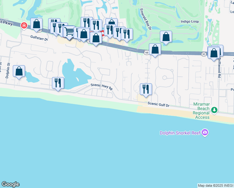 map of restaurants, bars, coffee shops, grocery stores, and more near 16 Saint Barts Bay in Destin