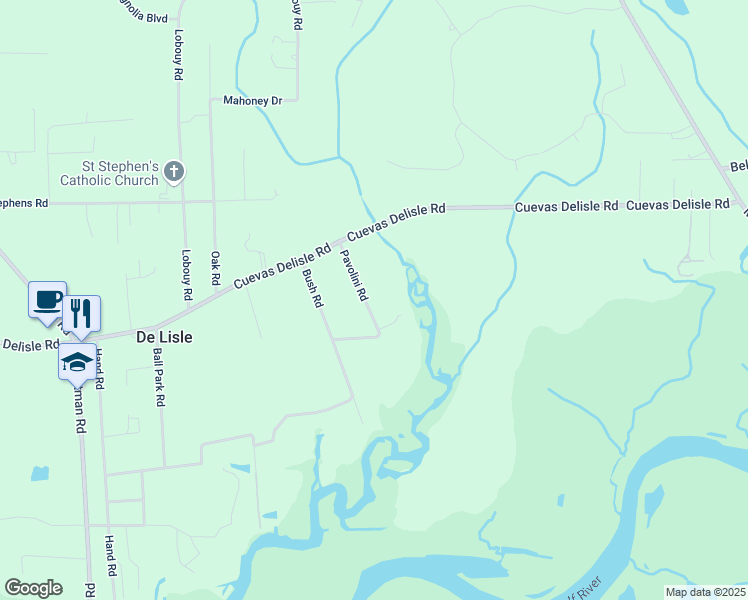 map of restaurants, bars, coffee shops, grocery stores, and more near 6446 Pavolini Road in Pass Christian