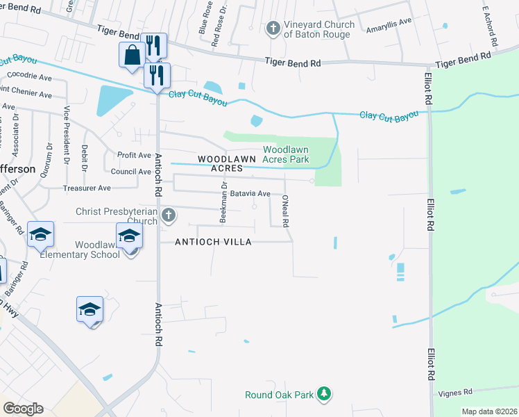 map of restaurants, bars, coffee shops, grocery stores, and more near 7737 Canosa Court in Baton Rouge