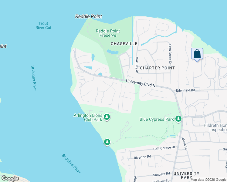 map of restaurants, bars, coffee shops, grocery stores, and more near 4641 Cape Elizabeth Court West in Jacksonville