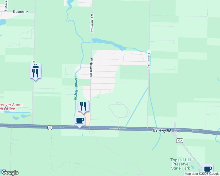 map of restaurants, bars, coffee shops, grocery stores, and more near 200 Sierra Court in Santa Rosa Beach