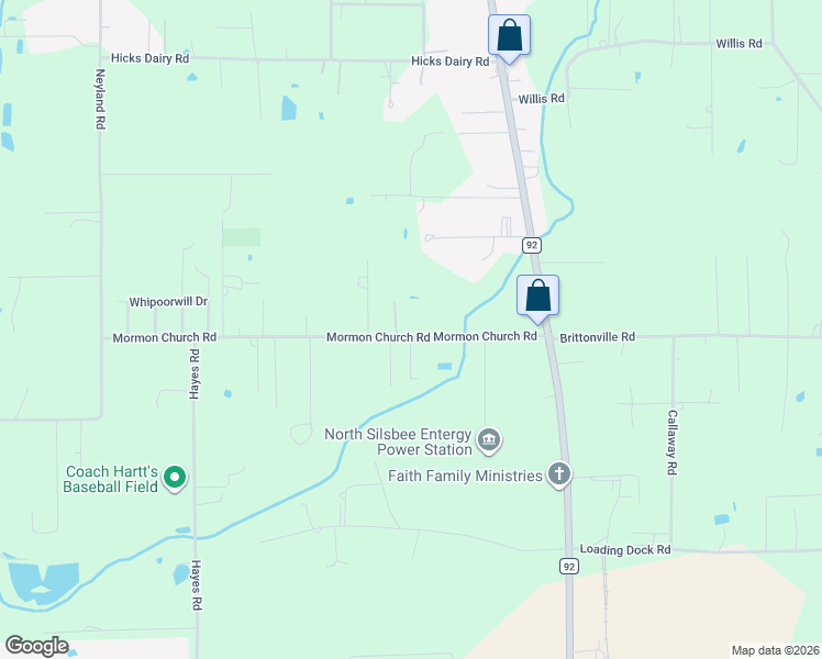 map of restaurants, bars, coffee shops, grocery stores, and more near 8201 Mormon Church Road in Silsbee