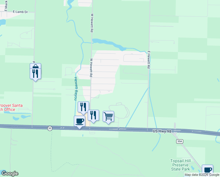 map of restaurants, bars, coffee shops, grocery stores, and more near 200 Sierra Court in Santa Rosa Beach
