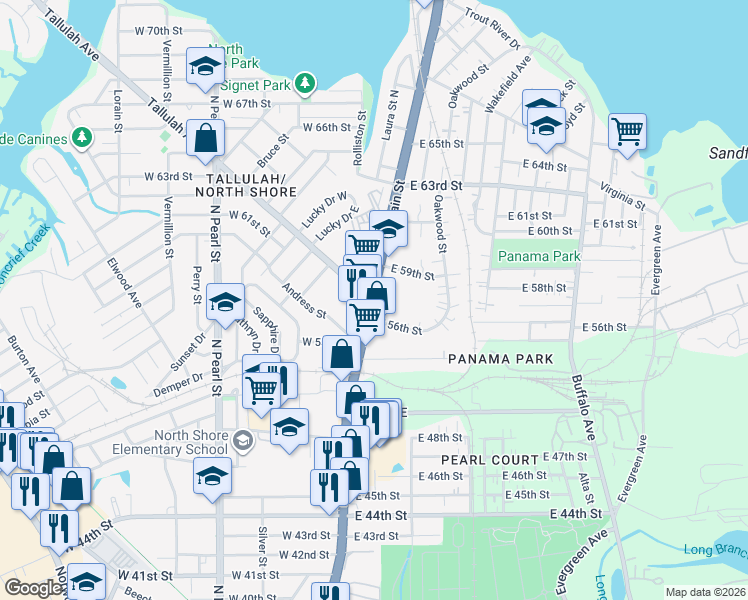 map of restaurants, bars, coffee shops, grocery stores, and more near 6701 N Main St in Jacksonville