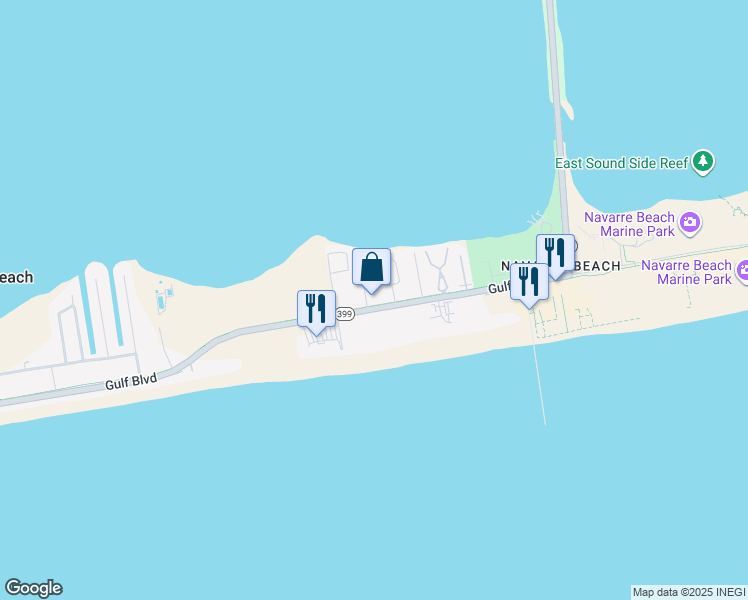 map of restaurants, bars, coffee shops, grocery stores, and more near 1415 Tina Drive in Gulf Breeze