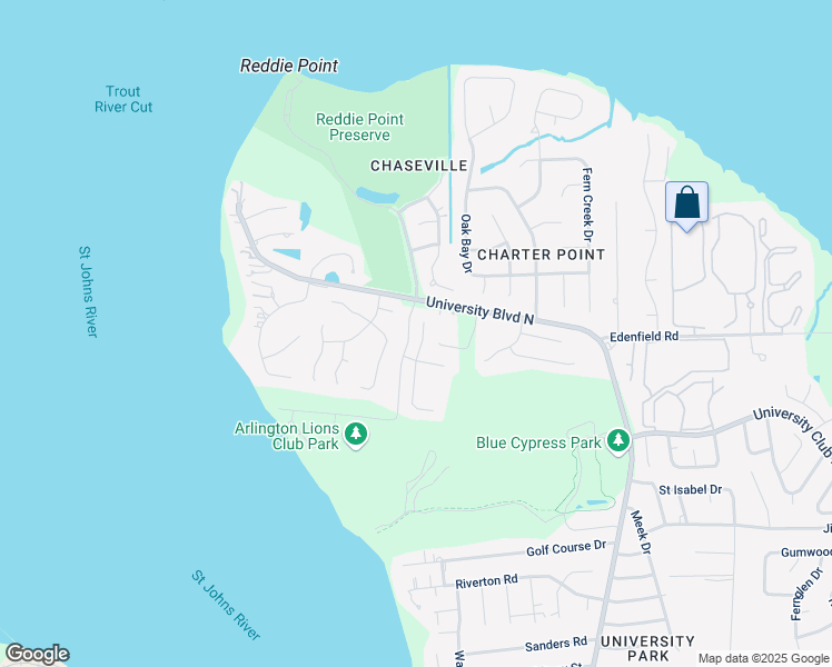 map of restaurants, bars, coffee shops, grocery stores, and more near 4624 Misty Dawn Court North in Jacksonville