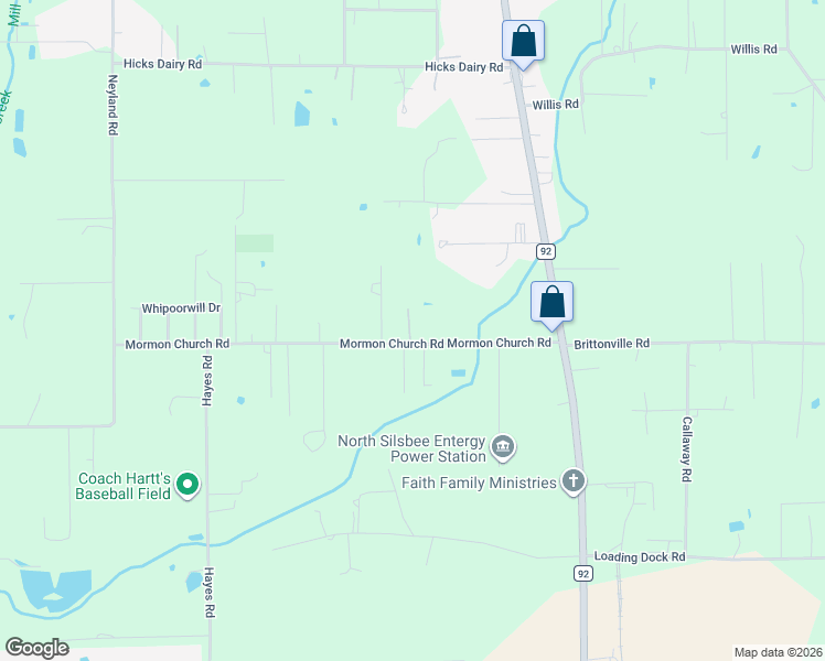 map of restaurants, bars, coffee shops, grocery stores, and more near 8201 Mormon Church Road in Silsbee