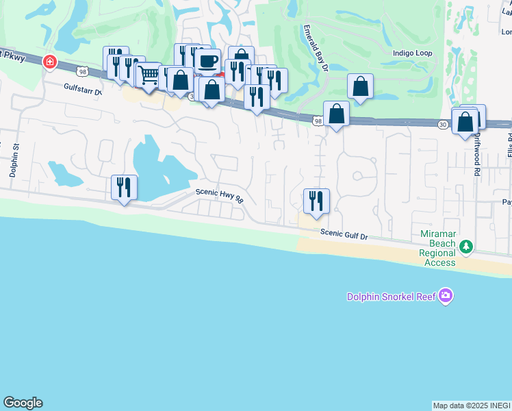 map of restaurants, bars, coffee shops, grocery stores, and more near 2 Saint Barts Bay in Destin