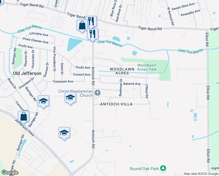 map of restaurants, bars, coffee shops, grocery stores, and more near 16151 Somersby Avenue in Baton Rouge