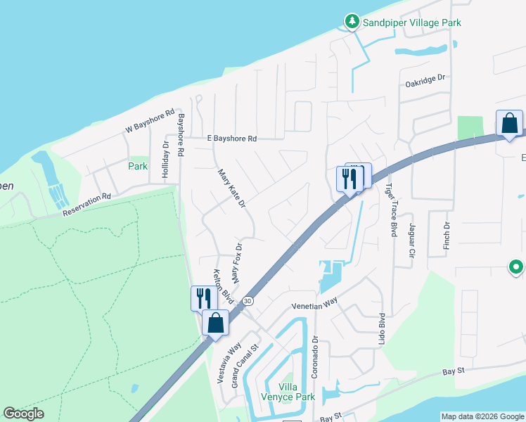 map of restaurants, bars, coffee shops, grocery stores, and more near 1213 Autumn Breeze Circle in Gulf Breeze