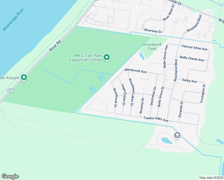 map of restaurants, bars, coffee shops, grocery stores, and more near 6104 Riverbrook Drive in Baton Rouge