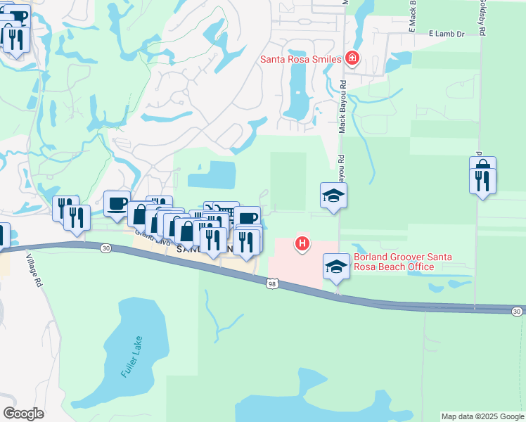 map of restaurants, bars, coffee shops, grocery stores, and more near 200 Sandestin Lane in Walton County