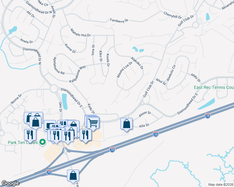 map of restaurants, bars, coffee shops, grocery stores, and more near 5539 Hanauma Court in Diamondhead
