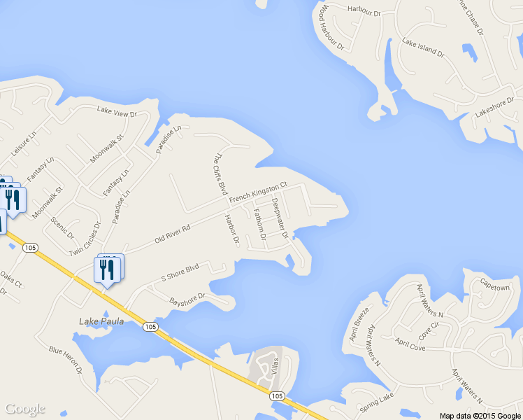 map of restaurants, bars, coffee shops, grocery stores, and more near 17453 Shadywater Drive in Montgomery