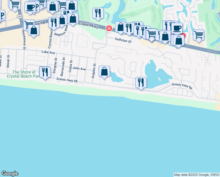 map of restaurants, bars, coffee shops, grocery stores, and more near 3466 Scenic Highway 98 in Destin