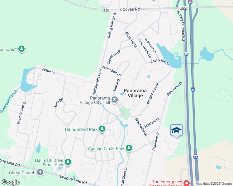 map of restaurants, bars, coffee shops, grocery stores, and more near 93 Hiwon Drive in Conroe