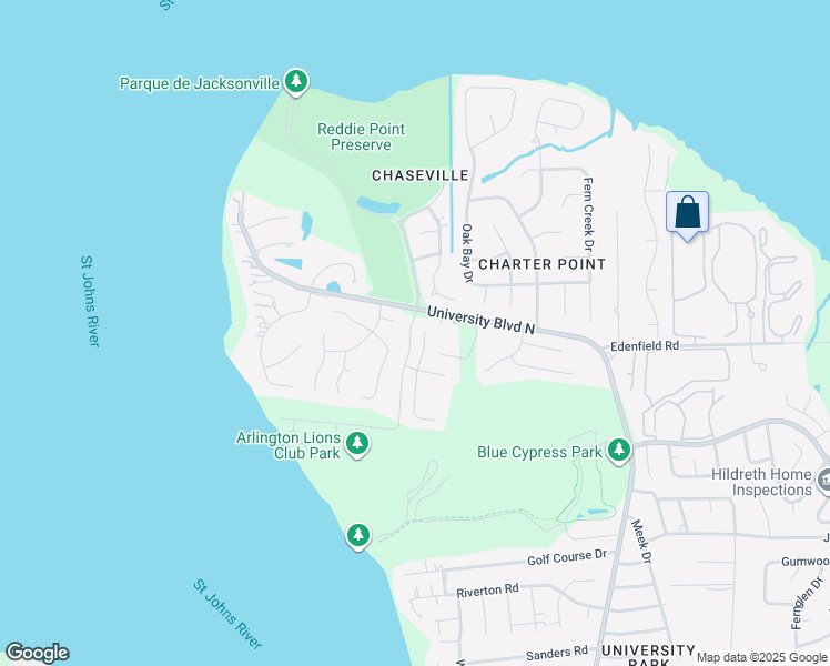 map of restaurants, bars, coffee shops, grocery stores, and more near 4624 Misty Dawn Court North in Jacksonville