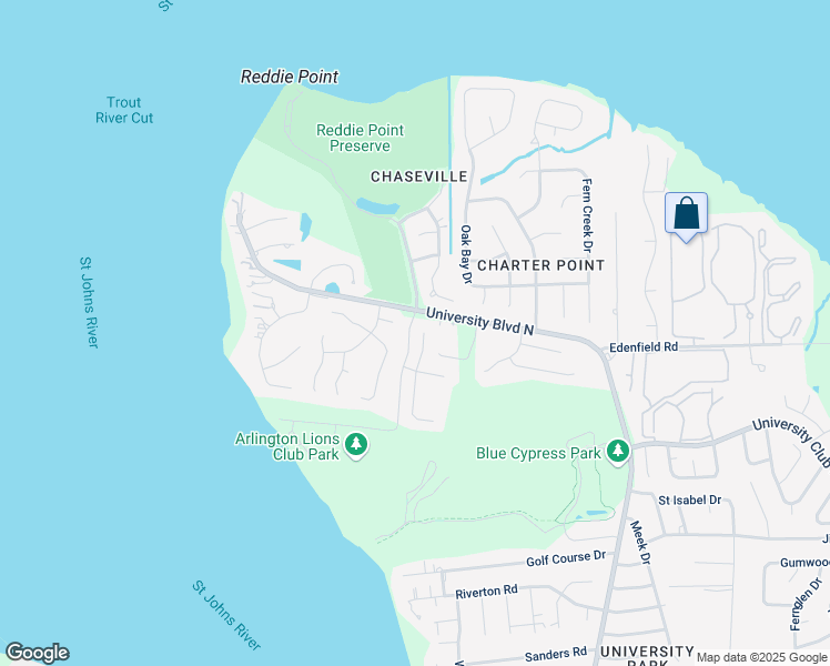 map of restaurants, bars, coffee shops, grocery stores, and more near 4624 Misty Dawn Court North in Jacksonville