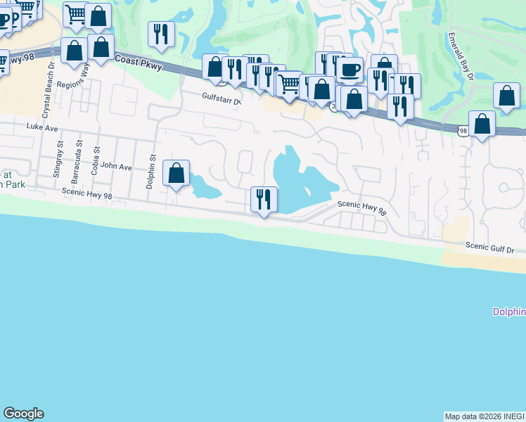 map of restaurants, bars, coffee shops, grocery stores, and more near 4662 Destiny Way in Destin