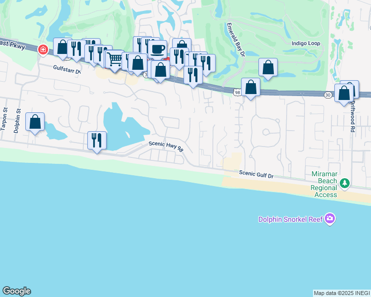 map of restaurants, bars, coffee shops, grocery stores, and more near 16 Saint Barts Bay in Destin