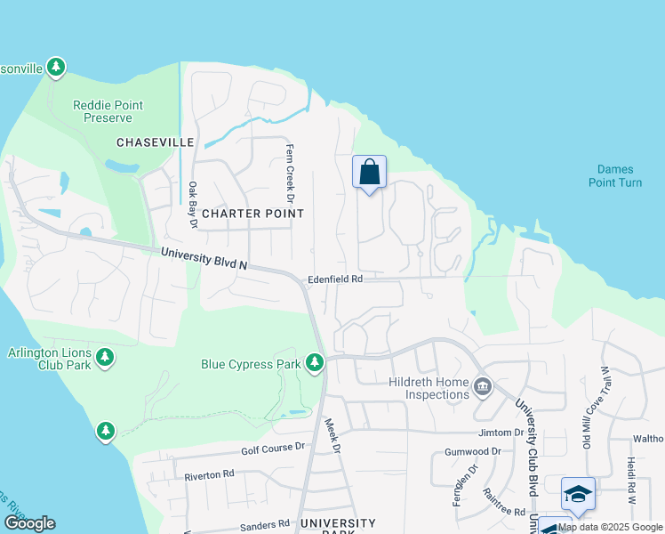 map of restaurants, bars, coffee shops, grocery stores, and more near 4310 Pine Inlet in Jacksonville