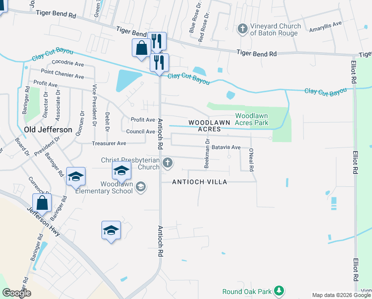 map of restaurants, bars, coffee shops, grocery stores, and more near 16151 Somersby Avenue in Baton Rouge