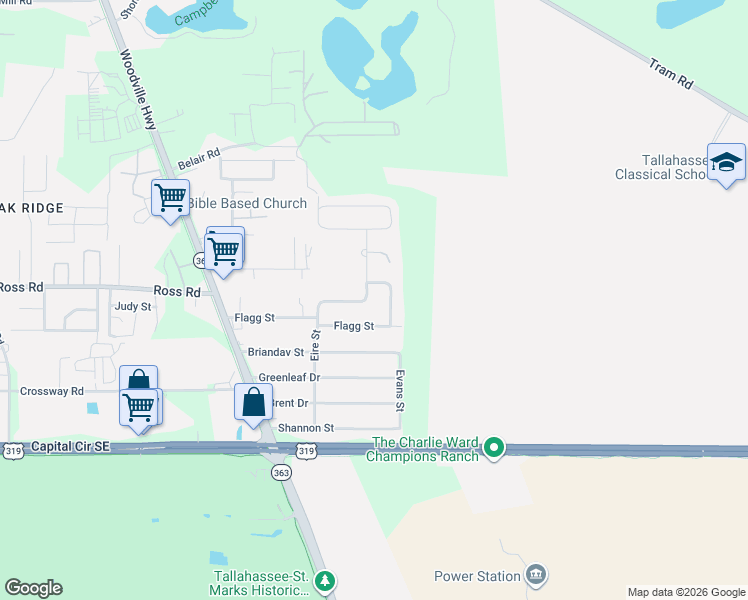 map of restaurants, bars, coffee shops, grocery stores, and more near 4206 Florence Avenue in Tallahassee
