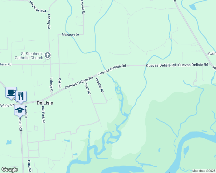 map of restaurants, bars, coffee shops, grocery stores, and more near 6446 Pavolini Road in Pass Christian