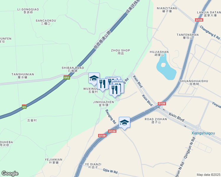 map of restaurants, bars, coffee shops, grocery stores, and more near Jin Hua Lu in Cheng Du Shi