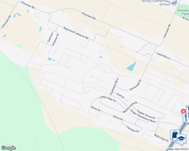 map of restaurants, bars, coffee shops, grocery stores, and more near 4712 Stonewall Drive in Addis