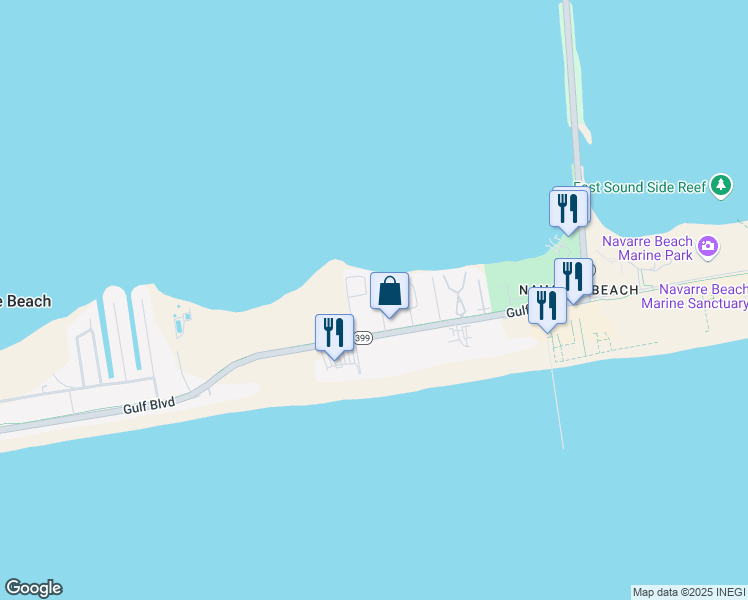 map of restaurants, bars, coffee shops, grocery stores, and more near 1415 Tina Drive in Gulf Breeze