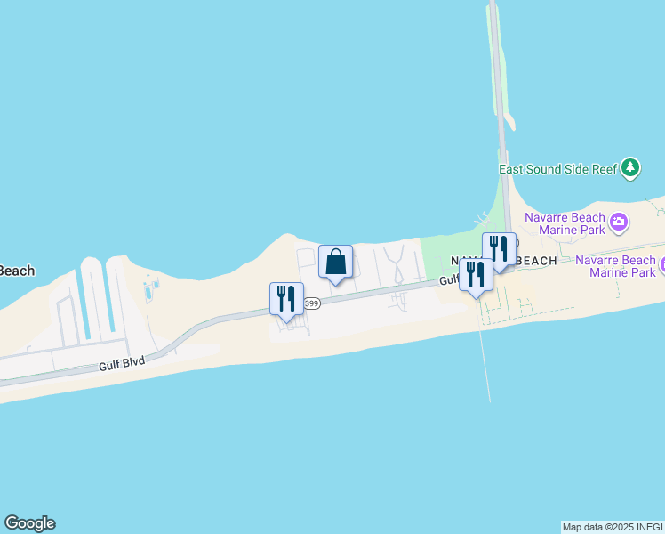 map of restaurants, bars, coffee shops, grocery stores, and more near 1430 Tina Drive in Navarre