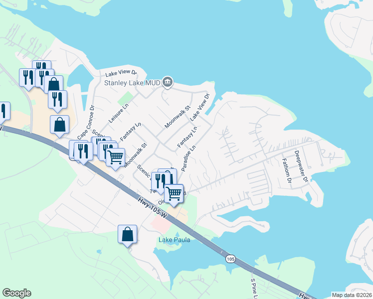 map of restaurants, bars, coffee shops, grocery stores, and more near 435 Paradise Lane in Montgomery