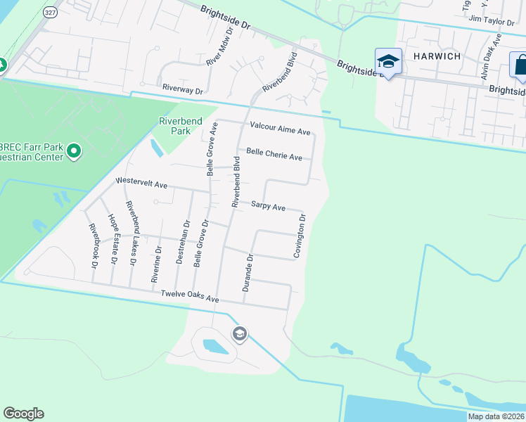 map of restaurants, bars, coffee shops, grocery stores, and more near 5752 Nottaway Drive in Baton Rouge
