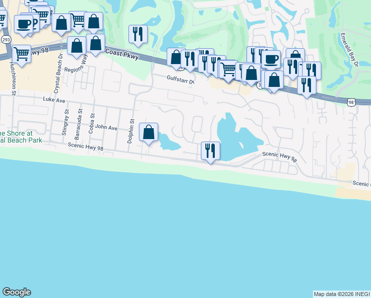 map of restaurants, bars, coffee shops, grocery stores, and more near 4648 Paradise Isles in Destin