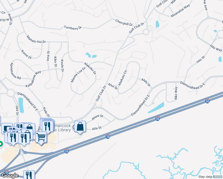 map of restaurants, bars, coffee shops, grocery stores, and more near 667 Ahui Street in Diamondhead