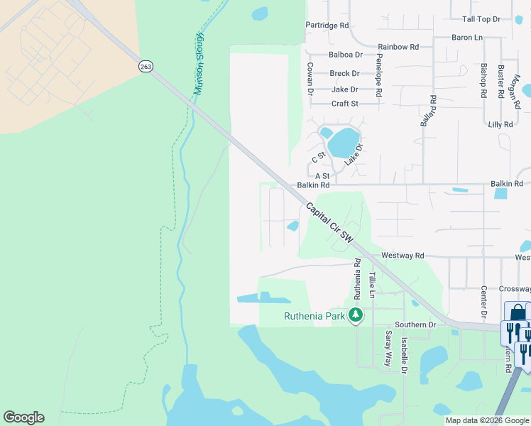 map of restaurants, bars, coffee shops, grocery stores, and more near 4516 West Bellarose Street in Tallahassee