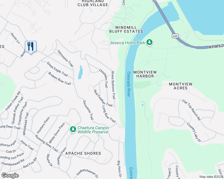 map of restaurants, bars, coffee shops, grocery stores, and more near 3012 Brass Buttons Trail in Austin