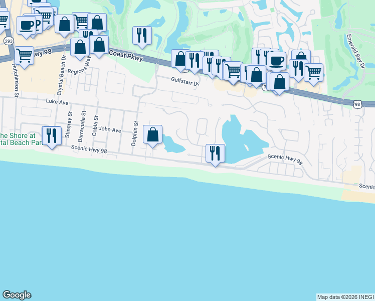 map of restaurants, bars, coffee shops, grocery stores, and more near 4636 Sunset Pointe in Destin