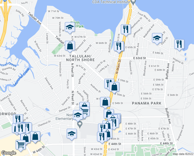 map of restaurants, bars, coffee shops, grocery stores, and more near 6809 Rydholm Street in Jacksonville