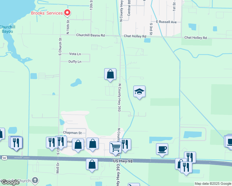 map of restaurants, bars, coffee shops, grocery stores, and more near 16-B Clara Lane in Santa Rosa Beach